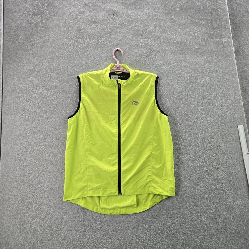 Nishiki Men Activewear Top M‎ Yellow Vest Colorblock Logo Cycling Jersey